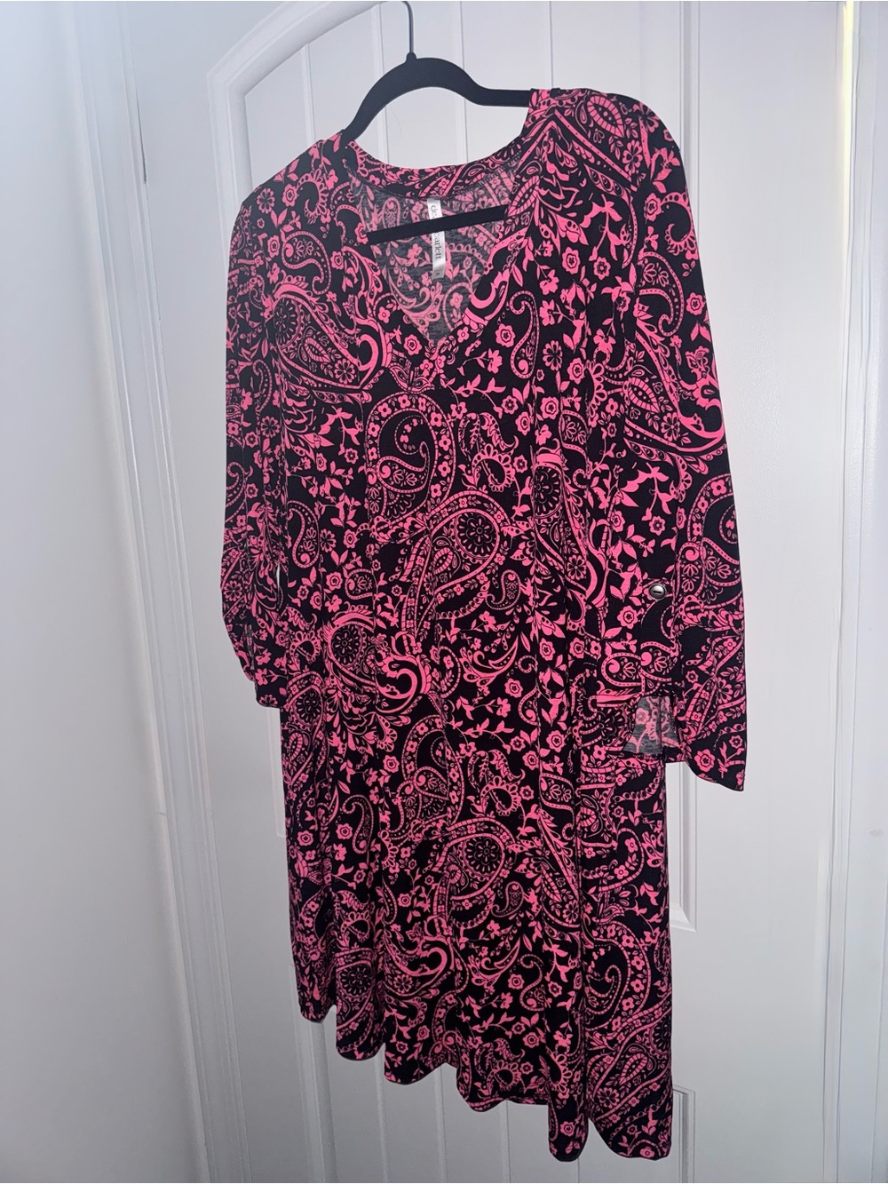 Dear Scarlett XL Pink Black Paisley Stretch Shift Dress